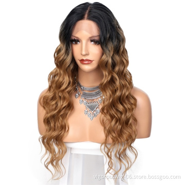 Vigorous Curly Hair for Black Women Lace Front Wigs Long Water Wave Synthetic Wig Heat Resistant Fiber Hair Replacement Wigs